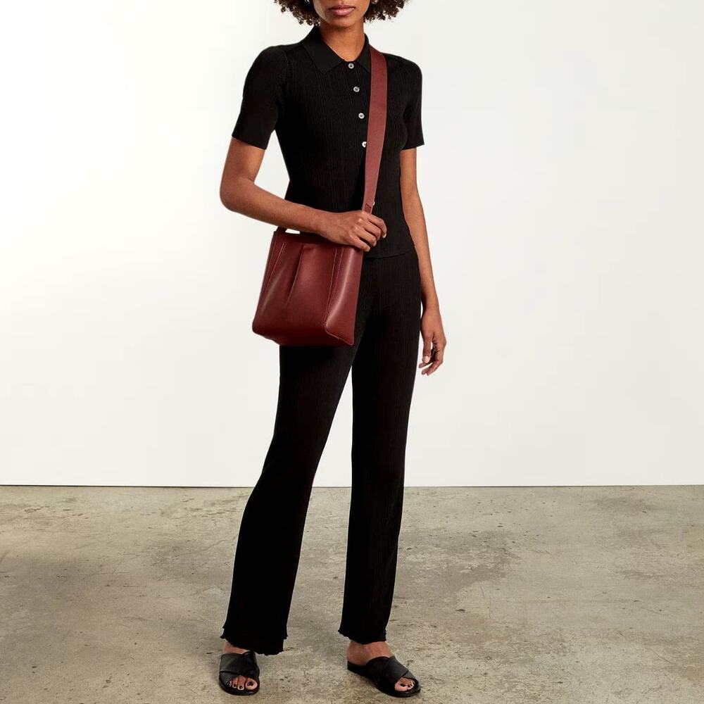 Everlane Cognac Brown 100% Premium Italian Leather The Mini Studio Crossbody Bag - Picture 6 of 7
